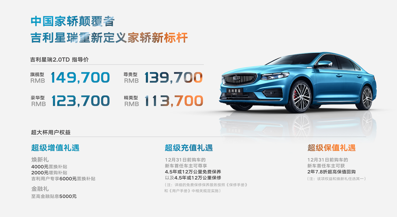 官方指導(dǎo)價(jià)11.37萬元起、2年7.8折超高保值回購 吉利星瑞全網(wǎng)上市