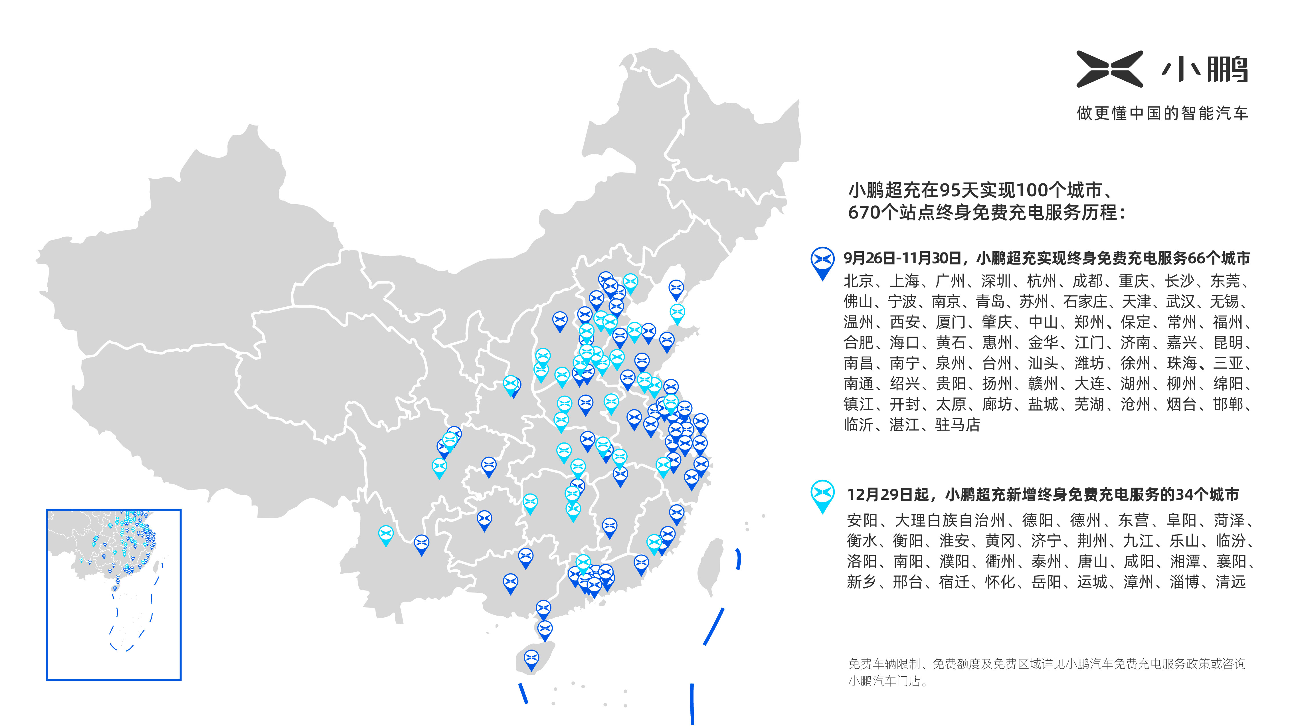 行業(yè)最快！小鵬汽車95天實現(xiàn)100個城市終身免費充電服務(wù)