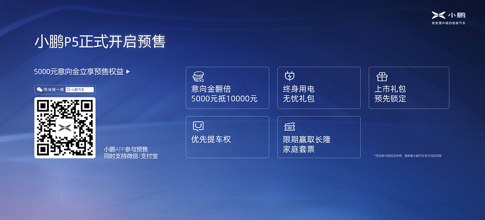 預(yù)售價(jià)16-23萬(wàn)元 百變舒適智能家轎小鵬P5正式開啟預(yù)售
