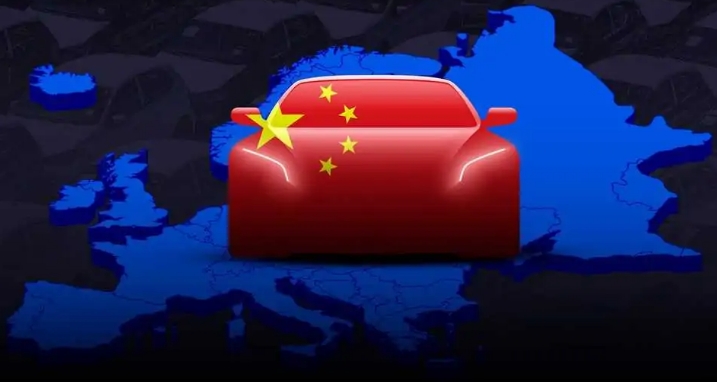 中國(guó)國(guó)旗飄揚(yáng).歐洲制造的電動(dòng)汽車排名第二