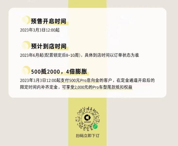 Smart精靈#1電動汽車現(xiàn)推出低價、小容量電池的版本新車預(yù)計(jì)6月起到店