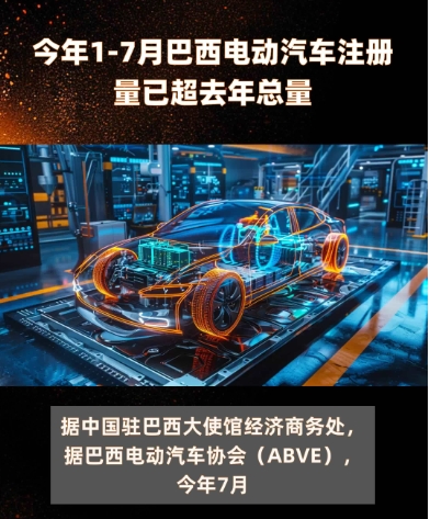 今年1-7月巴西電動汽車注冊量已超去年總量