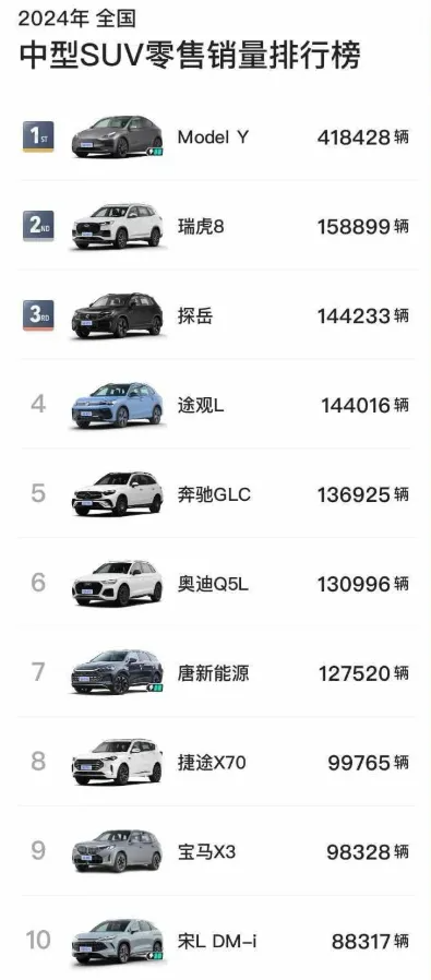 2024年，各級別SUV銷冠都是誰？