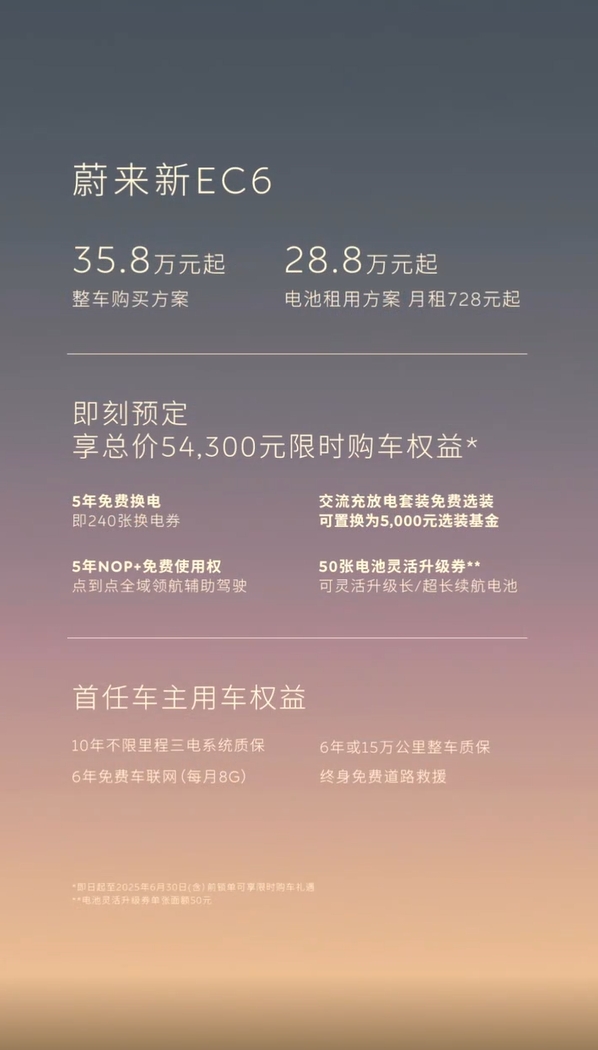 蔚來新ES6新EC6上市將5月20日開啟交付