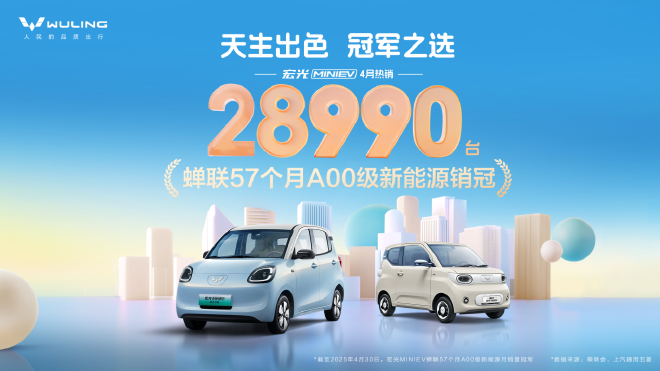 持續熱銷宏光MINIEV4月銷量28990臺